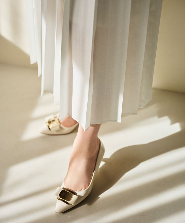 #Newans 〈花乃まりあさんコラボ〉ワイドプリーツワンピース ホワイト