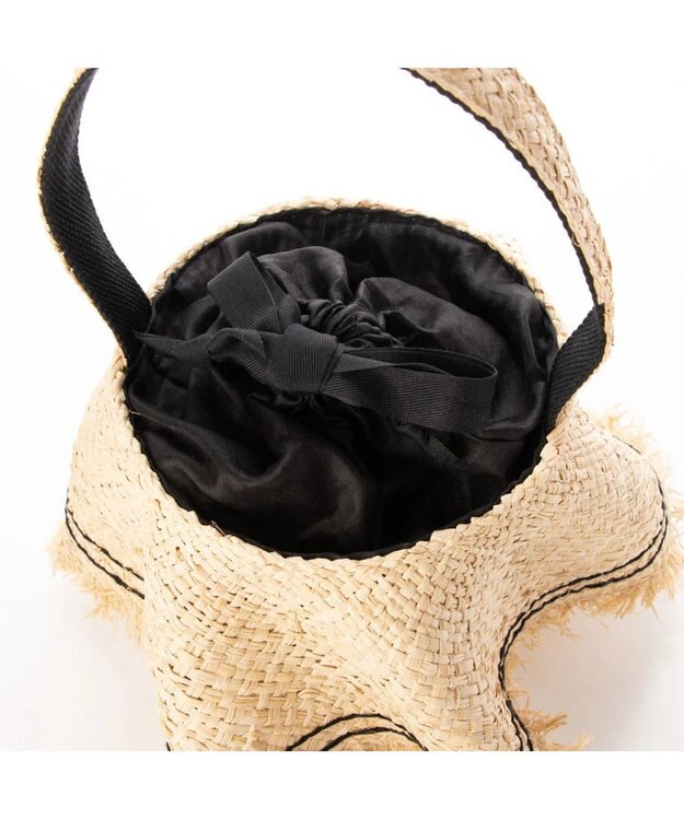 UNBILLION kakatoo ラフィアラッフルステッチワークワンショルダー ブラック