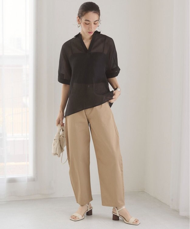 WEGO 【ANGIE VINTAGE】スキッパーシアーシャツ ブラック