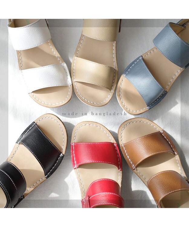 Pointer 本革 超軽量2WAY ツーバンドサンダル レッド