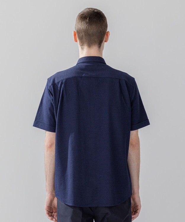 JOSEPH HOMME 【WEB・一部店舗限定】 ドライサッカーストレッチ　半袖レギュラーカラーシャツ ネイビー系