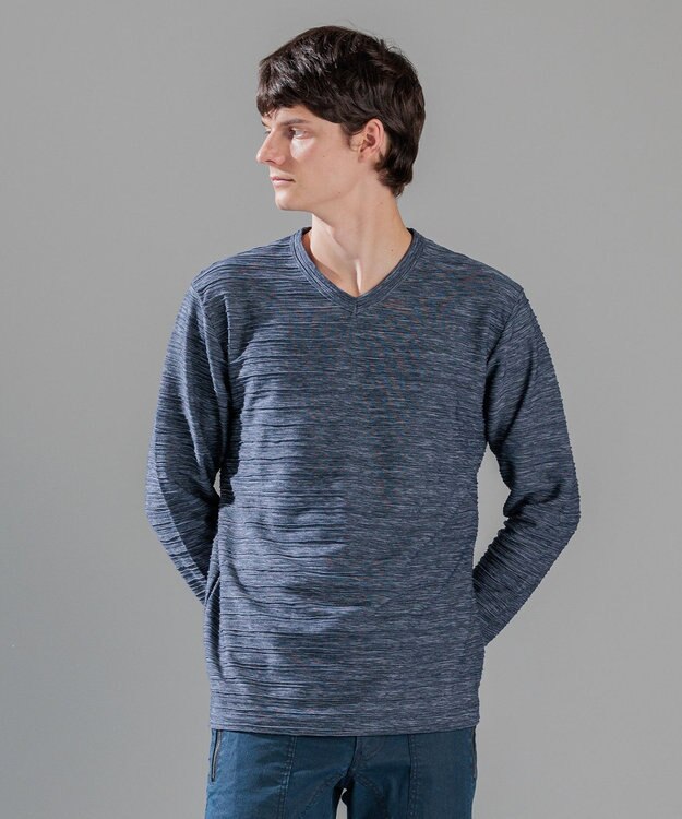 JOSEPH HOMME ストームリップル　Vネックカットソー ネイビー系