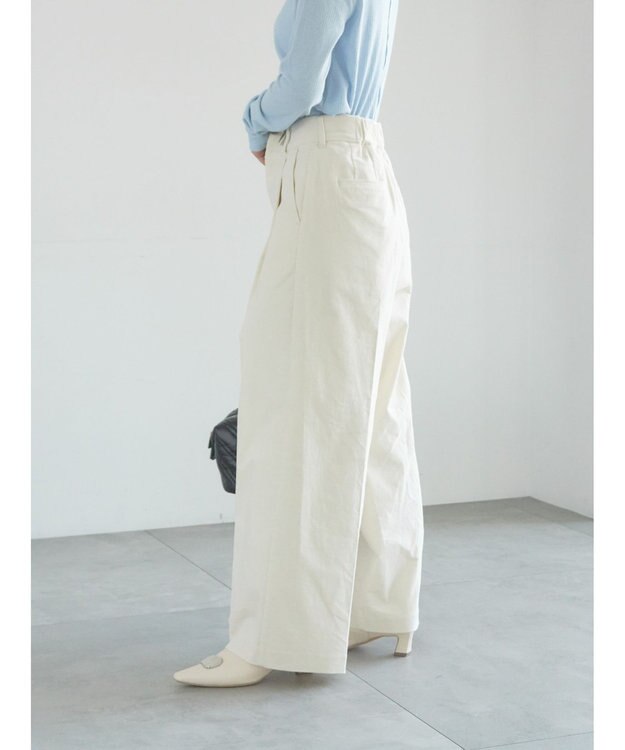 Te chichi 【宮本茉由着用】コーデュロイワイドパンツ オフホワイト