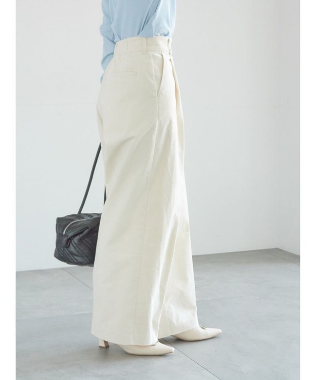 Te chichi 【宮本茉由着用】コーデュロイワイドパンツ オフホワイト