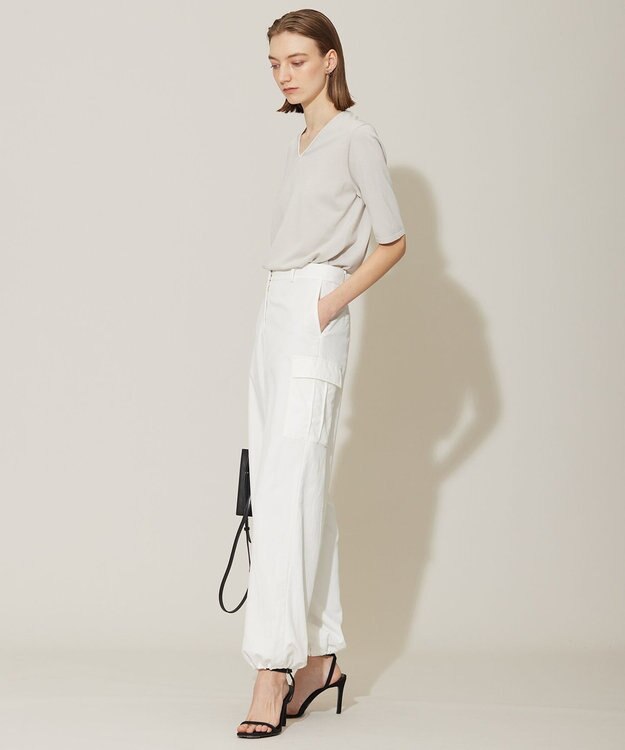 ICB 【接触冷感・UVカット・撥水・洗える】 ナイロンタスランツイル パラシュートカーゴパンツ オフホワイト系