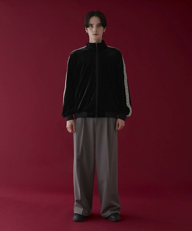 WEGO ベロアライントラックジャケット ブラック