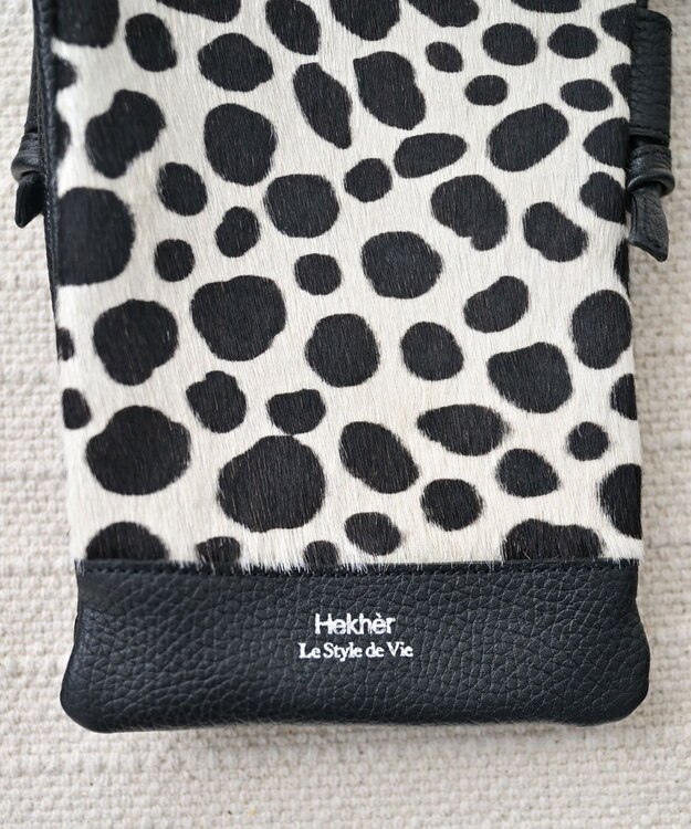 Hekhèr Le Style de Vie 【日本製】ハラコ×シュリンクレザー スマートフォンポシェット ダルメシアン
