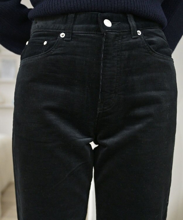 caqu レギュラーストレート 裏起毛コーデュロイパンツ black