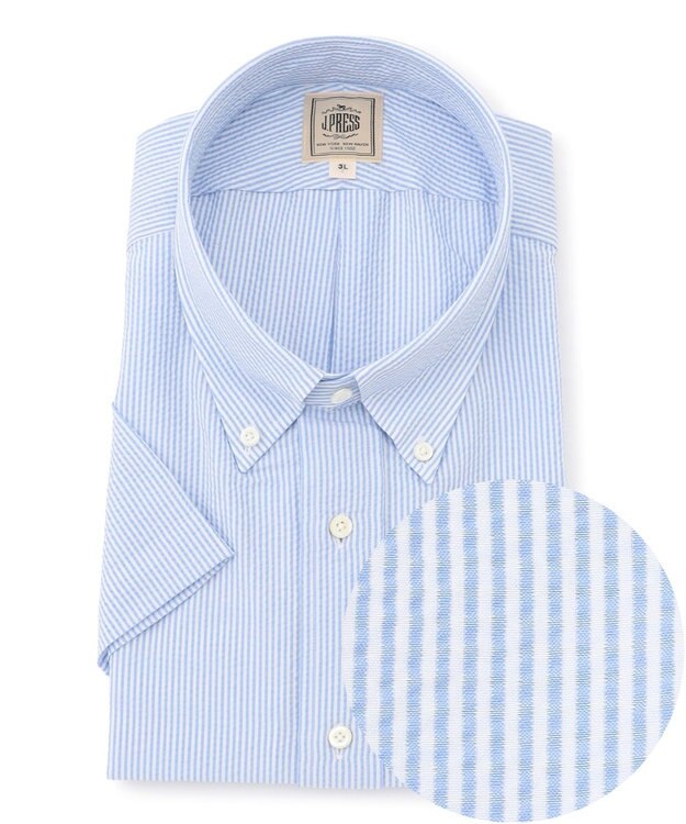 J.PRESS MEN 【KING SIZE / BEAT HEAT SYSTEM】半袖シャツ / B.D. サックスブルー系1