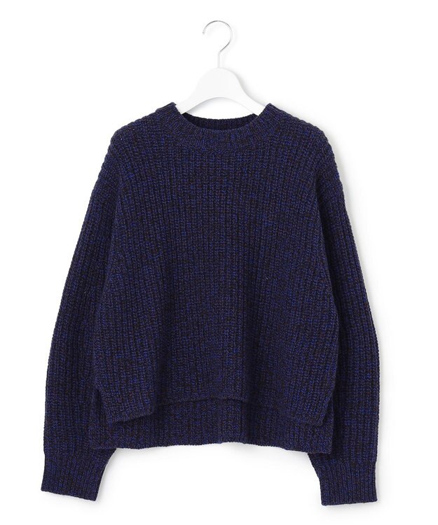 23区 L ウールバルキーカラーミックス ニット ブルー系