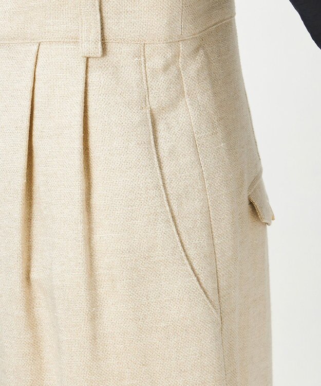 23区 【GOLD LABEL】GIOTEXリネンスパーク サスペンダー付 タックパンツ ベージュ系