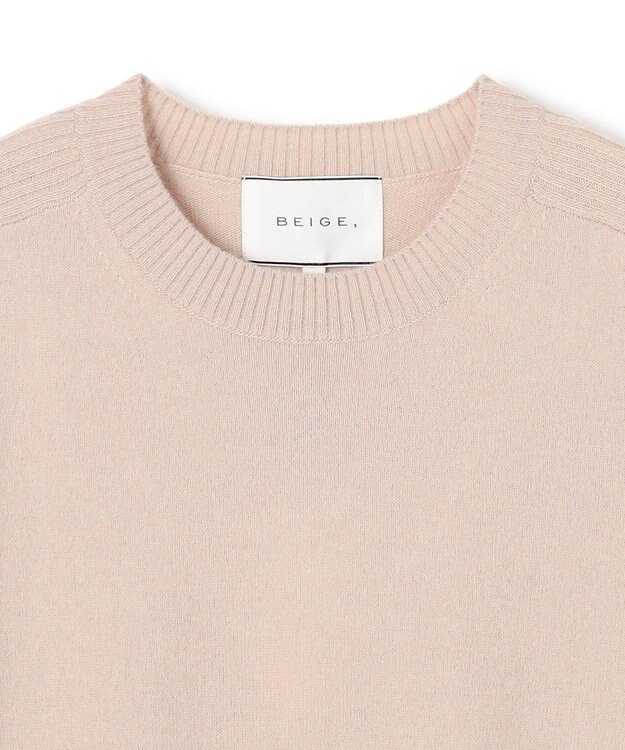 BEIGE， 【洗える】POMPE / ウールカシミヤ配色ラインクルーネックニット  Taupe×Bordeaux