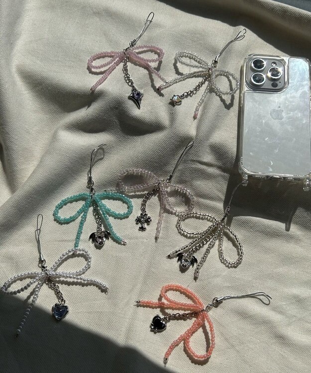 WEGO リボンビーズストラップキーホルダー 柄3