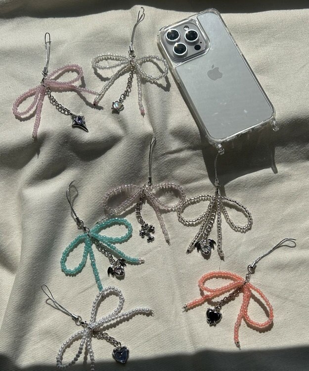 WEGO リボンビーズストラップキーホルダー 柄3