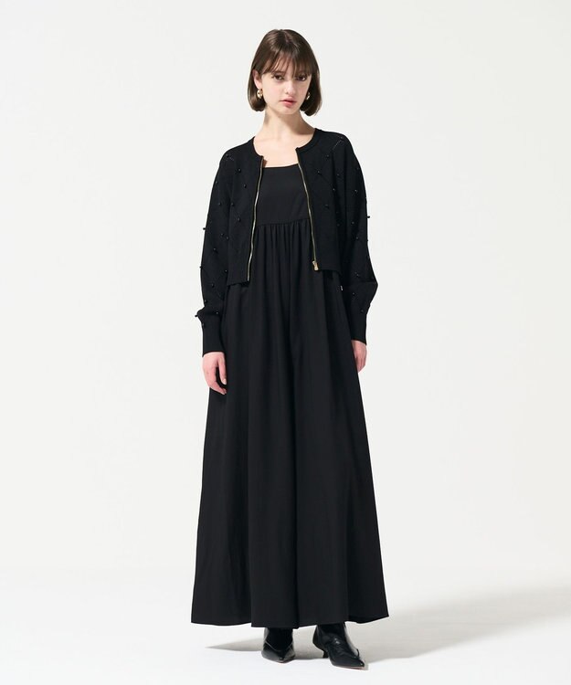 GRACE CONTINENTAL パールニットブルゾン ブラック