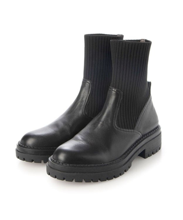 MODE ET JACOMO <MODE ET JACOMO>タンクソールニットブーツ ブラック