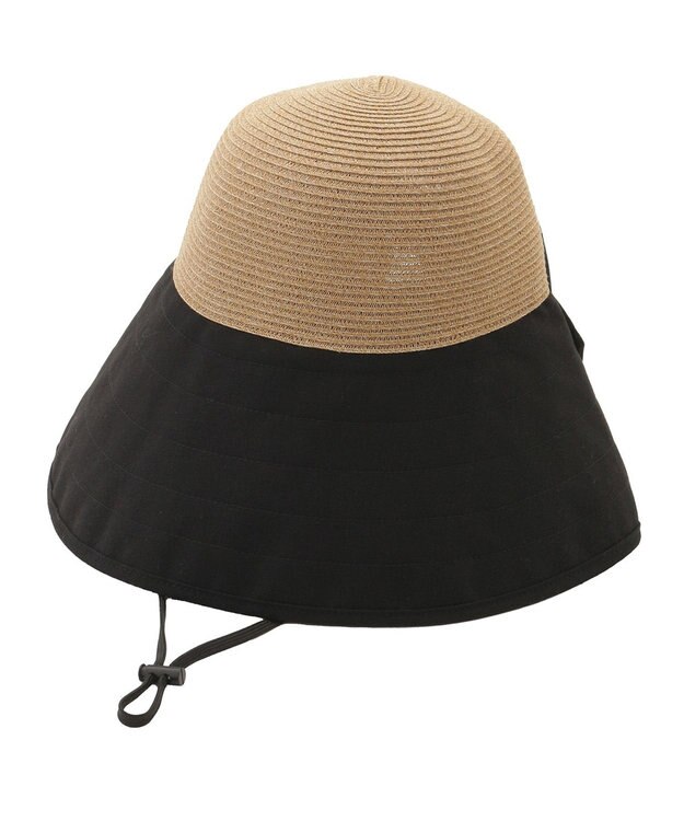 MOONBAT 【遮光100%/UPF50%＋/UVカット】洗えるバックリボン ブレードパラソルハット 手洗いOK/サイズ調整可能/吸水速乾/遮熱 ブラック
