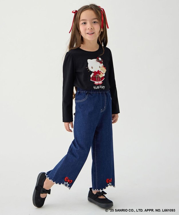 ANY KIDS 【ハローキティ×ANY KIDS】アップリケ 長袖Tシャツ ブラック