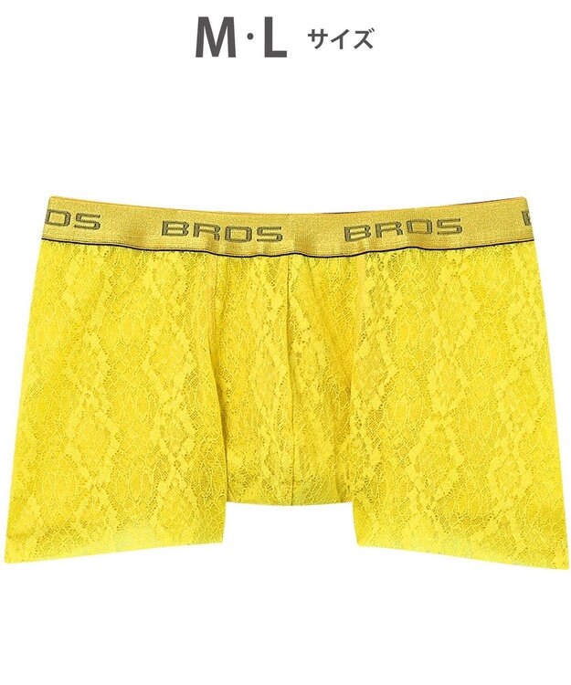 WACOAL MEN ボクサーパンツ【レースボクサー】フロント快適グラマラス 通気性 フリーなカッティング(裾部分) 前閉じ レース 下着 GT3341 /ブロス バイ ワコールメン イエロー
