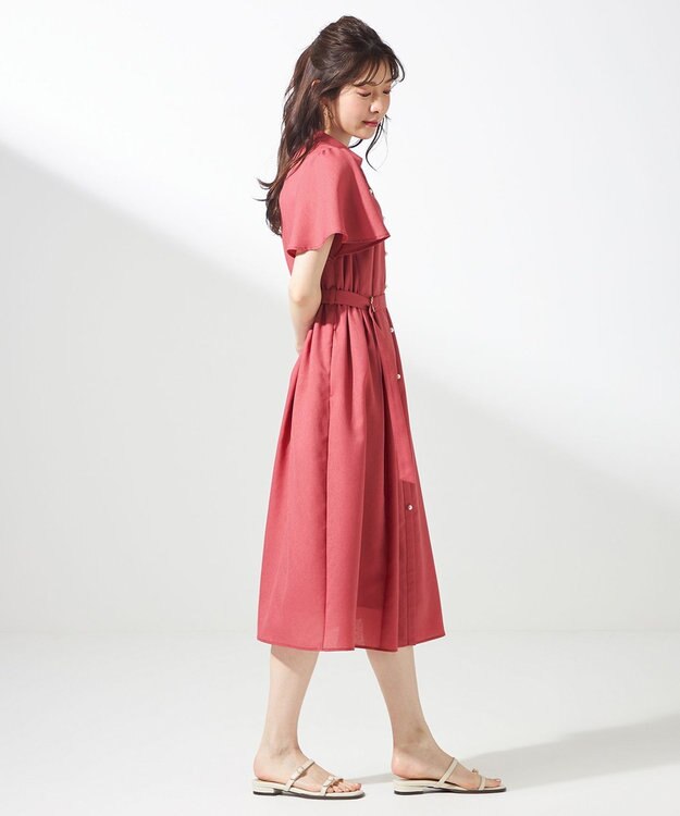 ANY SIS L 【接触冷感・UVカット・速乾】スムージーポリエステル シャツワンピース レッド