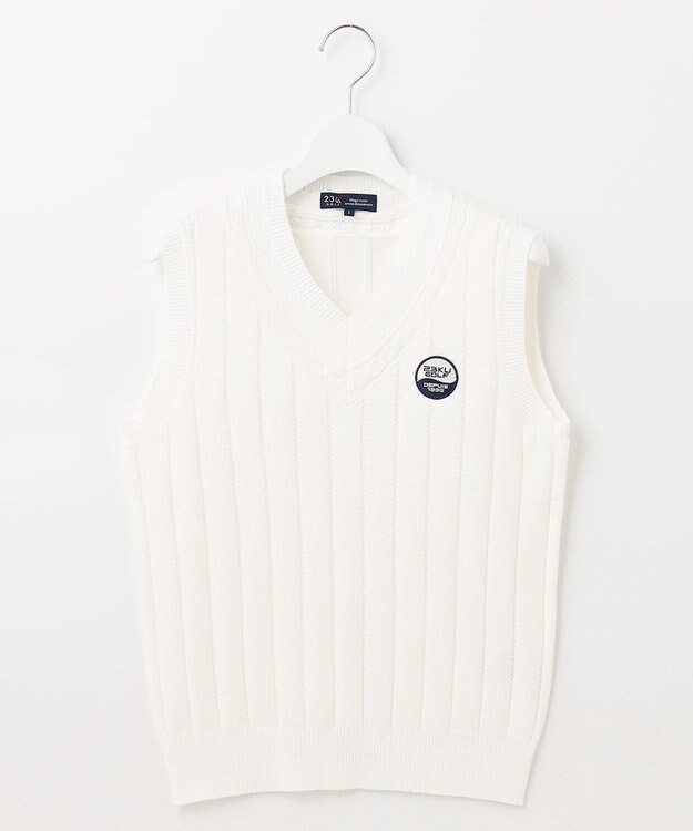 23区GOLF 【WOMEN】コットンアクリル ニットベスト ホワイト系