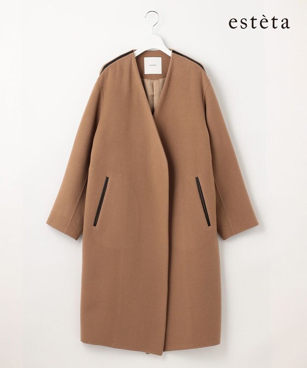 23区 【エステータ】MTRウールカシミヤリバー コート キャメル系