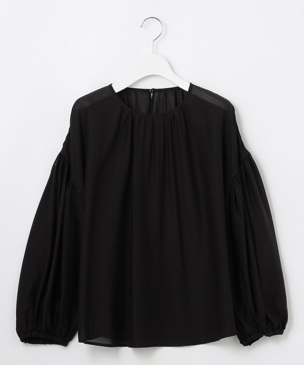 自由区 【洗える】キュプラコットンツイルプルオーバー ブラウス ブラック