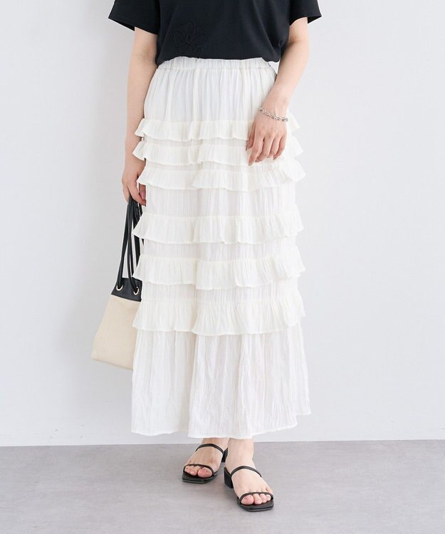 Green Parks ・ＳＵＧＡＲ　ＳＰＯＯＮ　メニーフリルスカート Off White