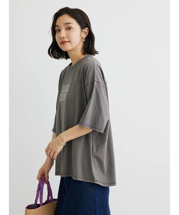 Green Parks ５分袖ピグメントロゴプルオーバー Gray