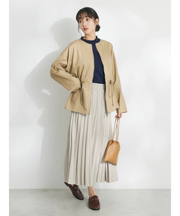 CRAFT STANDARD BOUTIQUE コットンギャバジンノーカラーＺＩＰブルゾン Beige