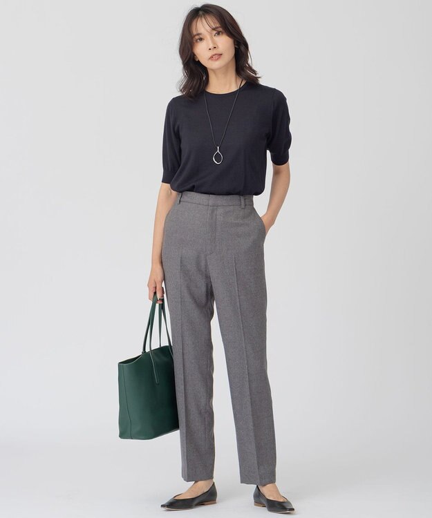 23区 【アンサンブル対応】サステナブルウール 半袖 ニット ダークネイビー