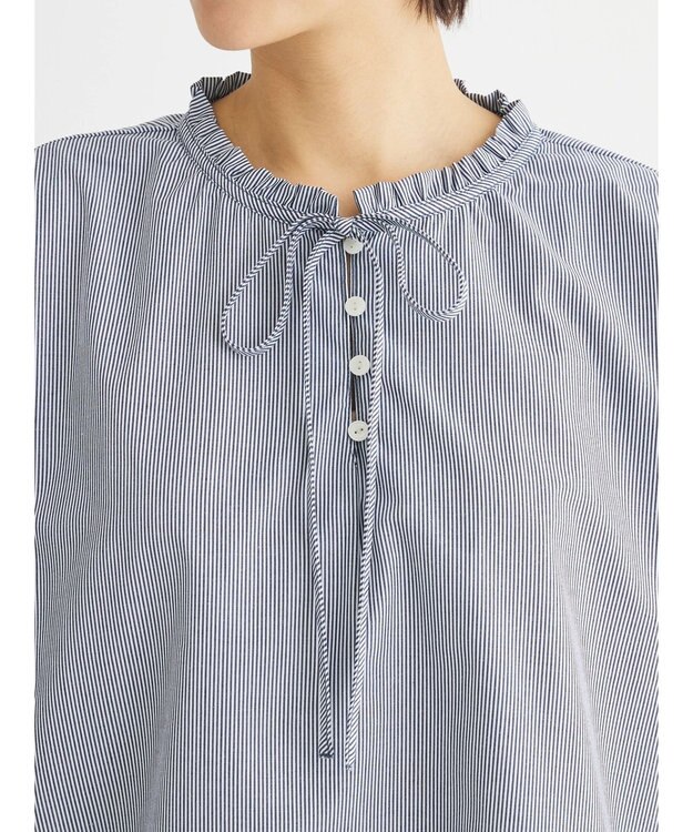 Green Parks スタンドフリルアソートブラウス Navy