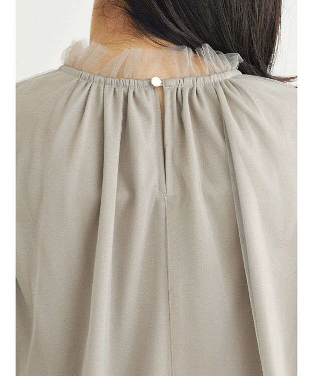 Green Parks ・ＥＬＥＮＣＡＲＥ　ＤＵＥ　チュールハイネックブラウス Gray Beige