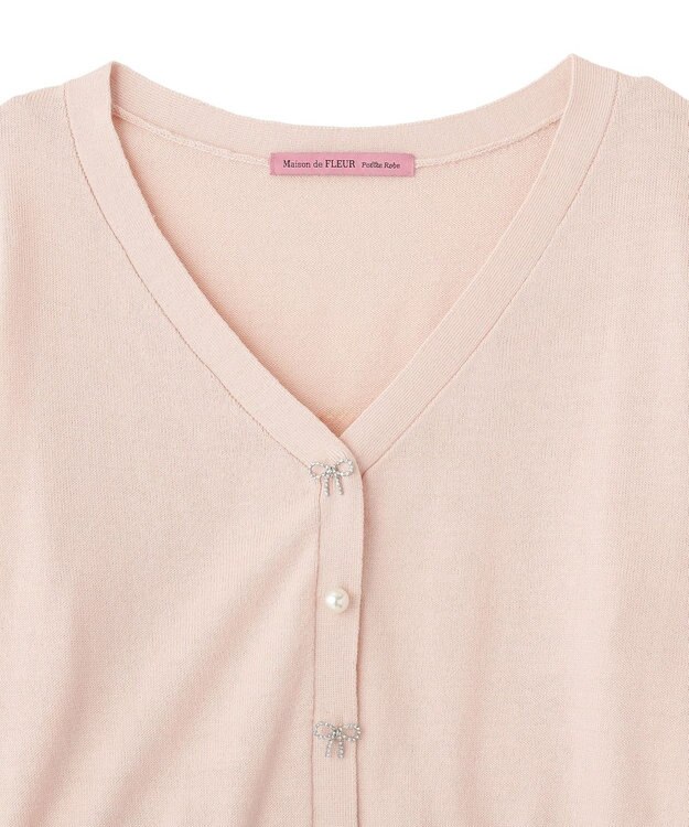 Maison de FLEUR ビジューリボンカーディガン Pink