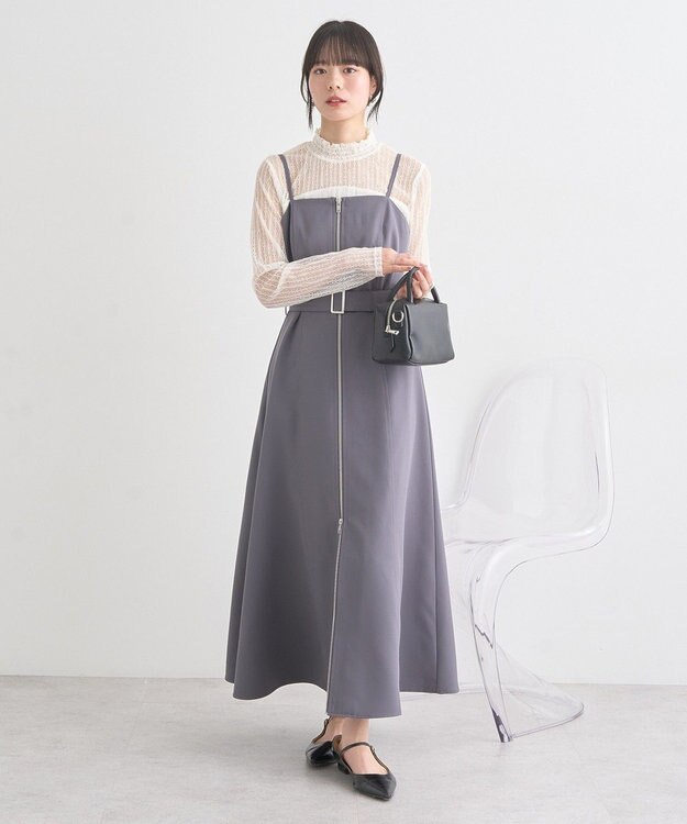 earth music&ecology ダブルジップキャミワンピース Light Gray
