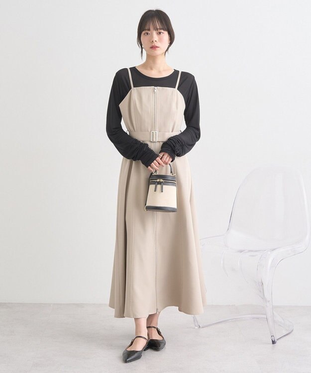 earth music&ecology ダブルジップキャミワンピース Beige
