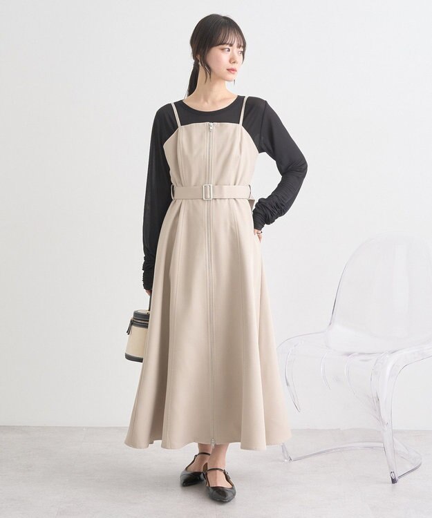 earth music&ecology ダブルジップキャミワンピース Beige
