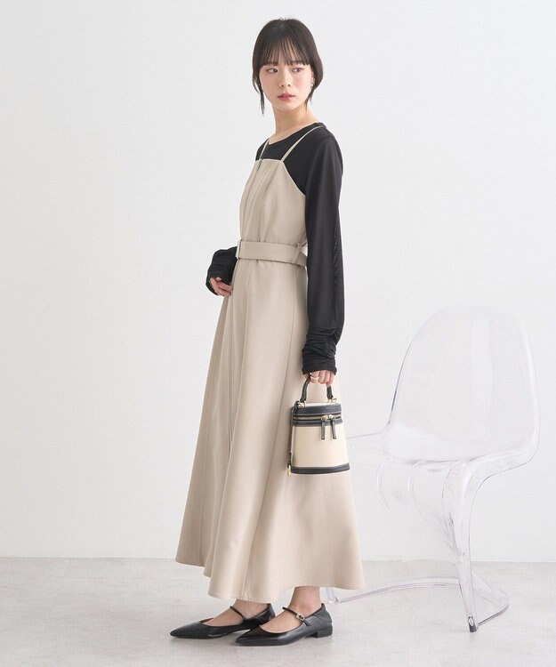 earth music&ecology ダブルジップキャミワンピース Beige