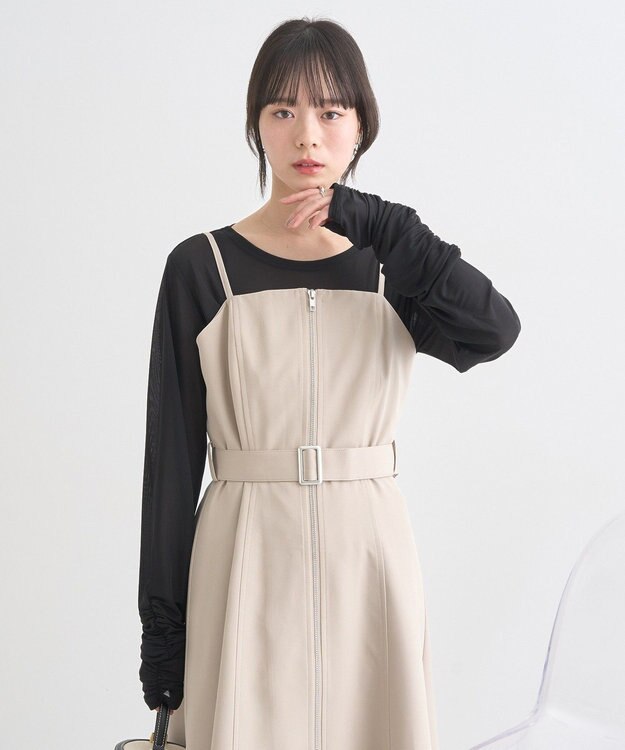 earth music&ecology ダブルジップキャミワンピース Beige
