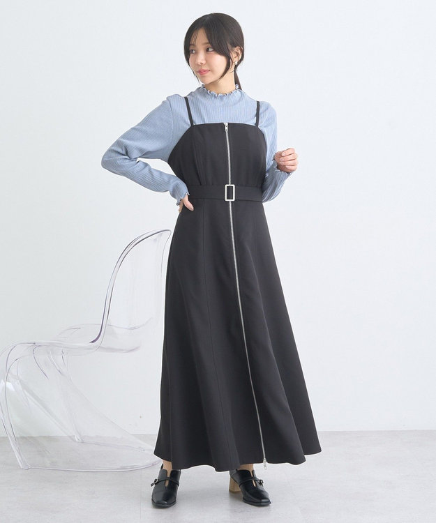 earth music&ecology ダブルジップキャミワンピース Black