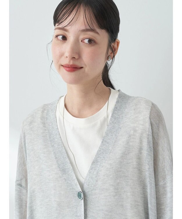 earth music&ecology シアーＢＩＧカーディガン Gray Mixture