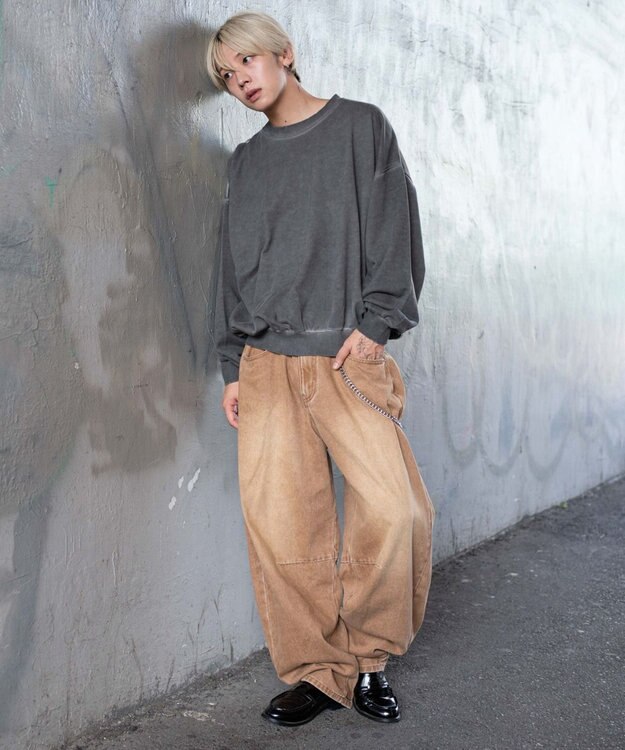 WEGO チェーン付きバルーンデニムパンツ ブラウン