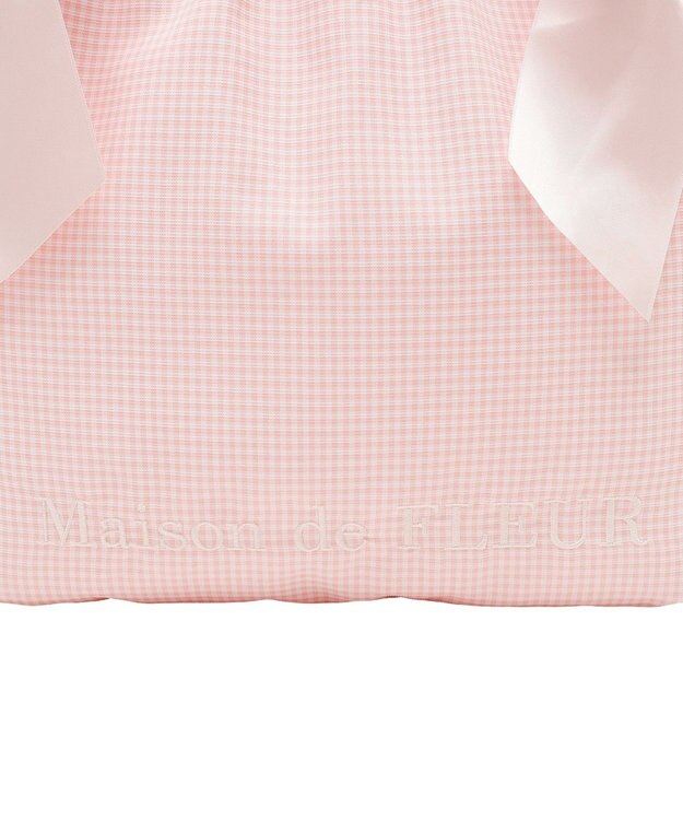 Maison de FLEUR ギンガムダブルリボンギャザートートバッグ Salmon Pink