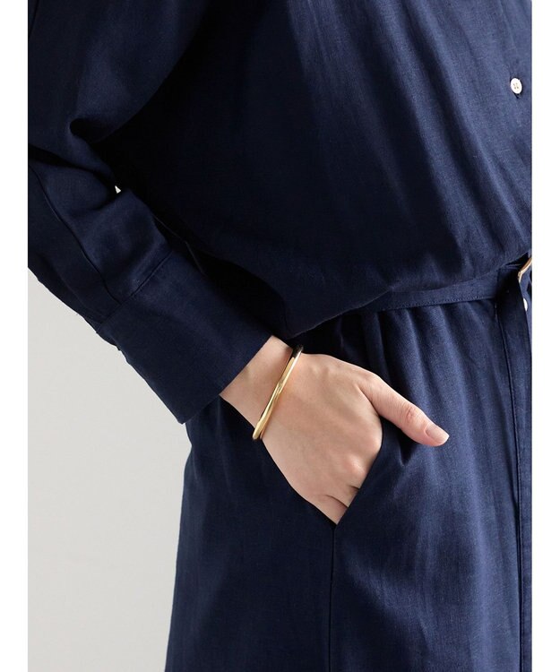 Te chichi レーヨンリネン共ベルトシャツワンピース ネイビー