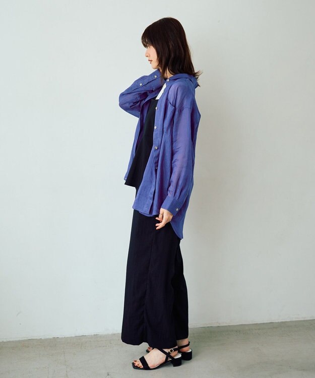 YECCA VECCA 3wayシアーリネンシャツ Blue