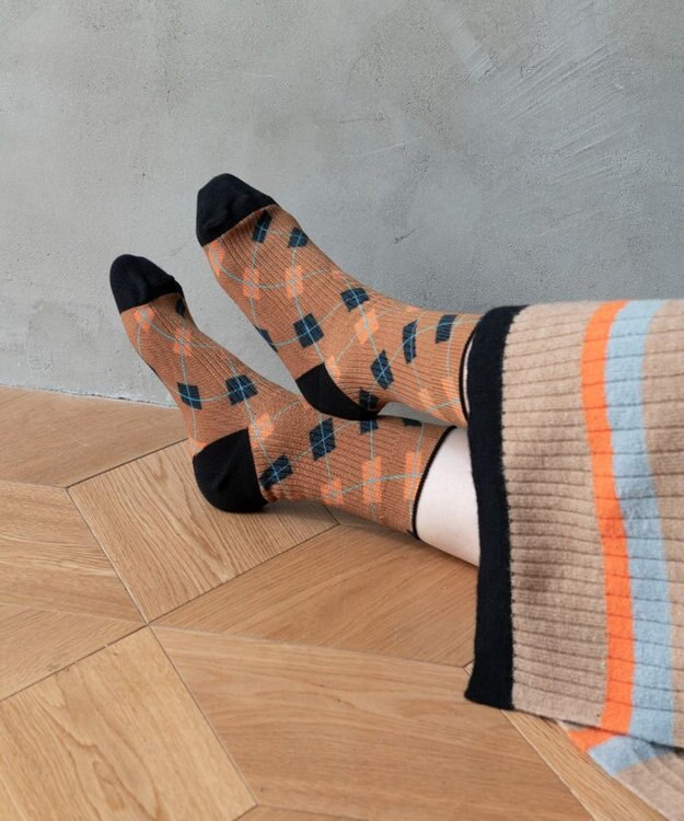 TRICOTE ARGYLE LINK SOCKS／アーガイルリンクソックス 87BROWN