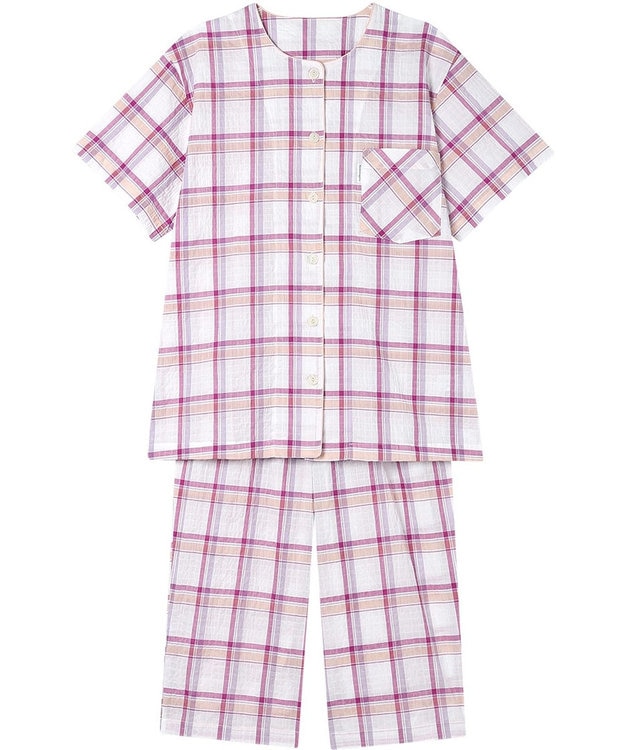 ワコール／睡眠科学 パジャマ 5分袖 半袖 7分丈 綿混ローン素材 レディース YDT143 睡眠科学／ワコール ロマンピンク