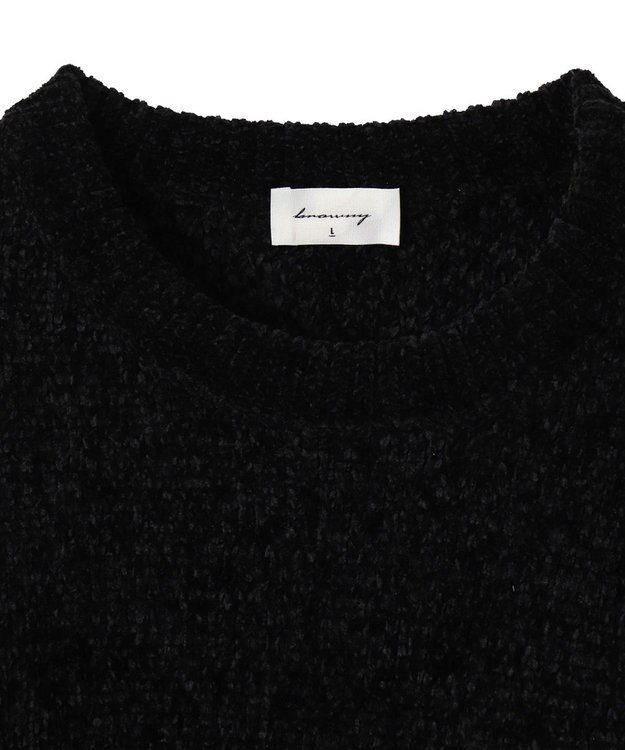 WEGO ベロアモールワンポイントプルオーバー ブラック