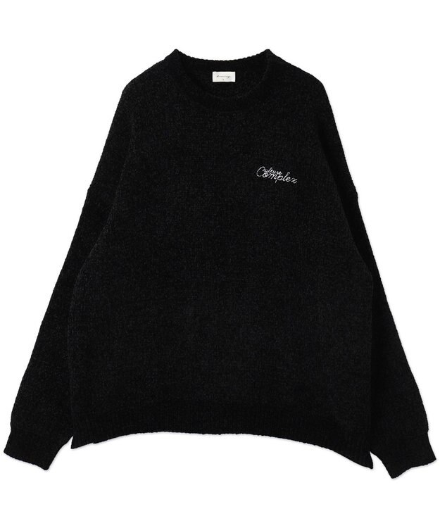 WEGO ベロアモールワンポイントプルオーバー ブラック