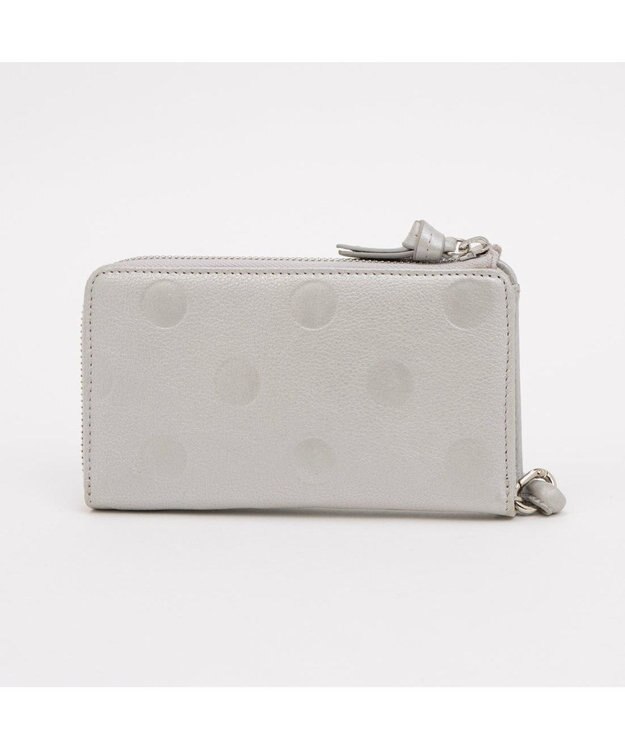 UNBILLION ペルケ perche / ドット型押しL字ロングストラップウォレット シルバー